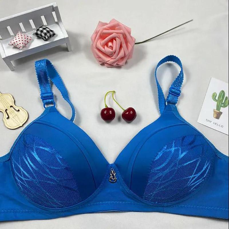 Elegant and Simple Pattern Large Size Rimless Sexy Adjustable Gathered Anti Sagging Skin Friendly Breathable Women's Underwear Bra