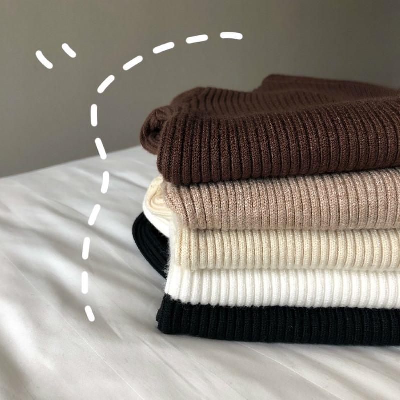 Pofulove Women's Autumn Winter Tops High Collar Long-sleeved Bottoming Shirt Thin Sweaters Lady