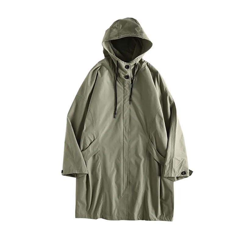 Autumn and Winter Casual Windbreaker Mid-length Coat Loose Men's Hooded Jacket