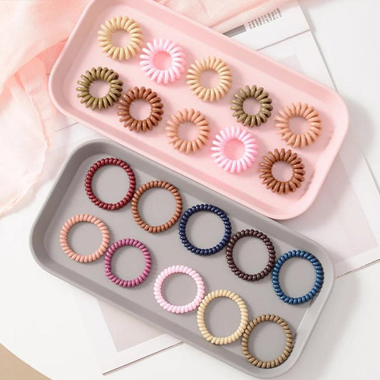 10pcs/box Korean Phone Line Hair Tie Girl Candy Color Headdress Seamless Thin Rubber Band Phone Ring Head Rope Ponytail Rope Girls Hair Ribbons