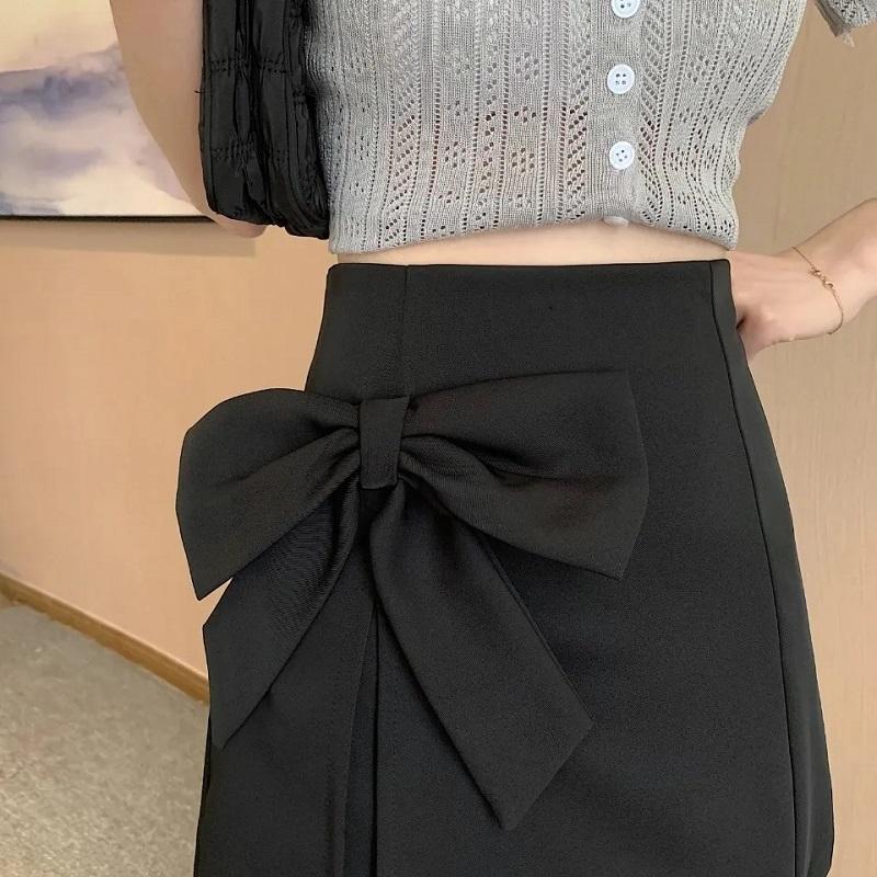Bow Knot High Waist Slim Skirt Women's Summer A-line Skirt Casual All-match Short Skirt