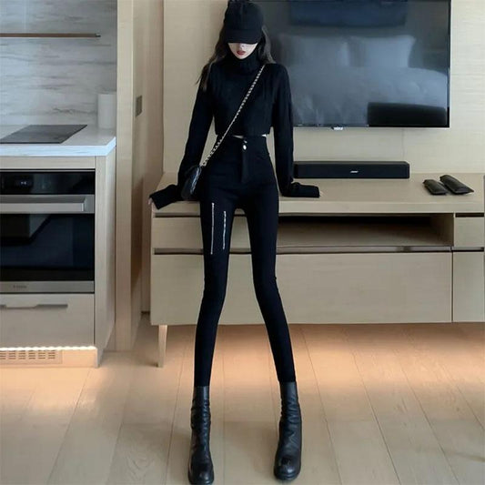 Ladies Spring High Waist Pencil Pants Magic Stretch Pants Leggings Ladies Outer Wear Black Skinny Pants Pencil Trousers