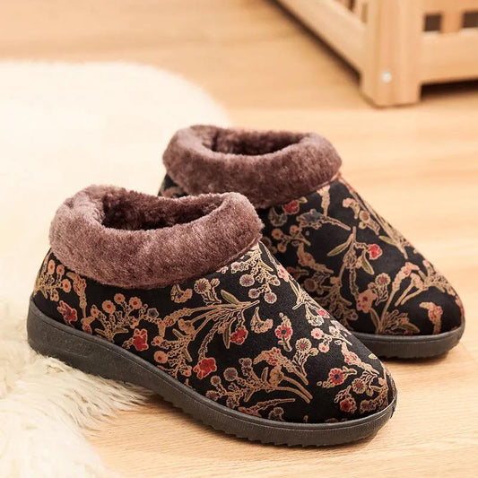 Cotton Shoes Women's Winter Beijing Old Cloth Shoes Grandma Embroidered Slip-on Cotton Slippers