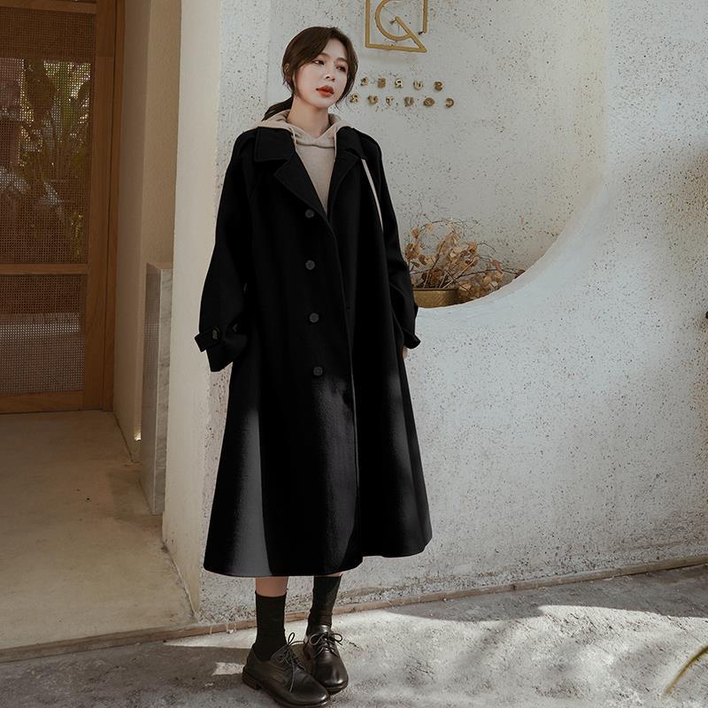 Trendy wild woolen coat large size women's clothing woolen coat women's long loose coat