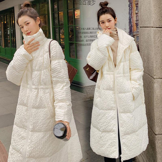 Fashionable Down Padded Jacket Women Mid-length Over-knee Winter Waist Padded Jacket Thick Warm and Comfortable Jacket