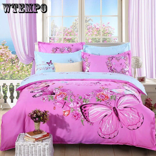 Flower Print Bedding Set Rustic Duvet Cover Bedding Wrinkle Bedspread Bed Sheet for Wedding