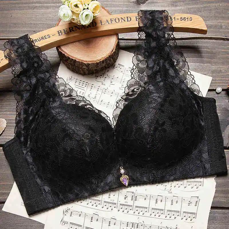 Thin Sexy Lace No Steel Ring Gathering Vest Type Beautiful Back Receiving Side Breast Women's Underwear Bra