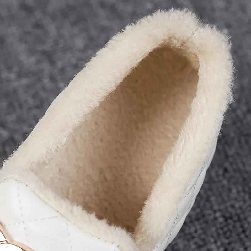 Winter Warm PU Waterproof Women's Cotton Shoes Plus Velvet Thick Snow Cotton Flat Non-slip Work Shoes