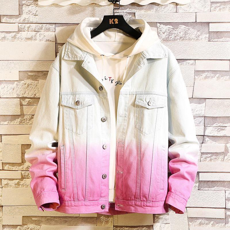 Loose casual top large size gradient denim jacket men's denim jacket men's spring and autumn