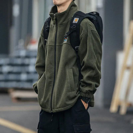 Autumn and Winter Polar Fleece Cardigan Loose Couple Can't Afford The Ball Sweater Stand-up Collar Casual Jacket Jacket Men