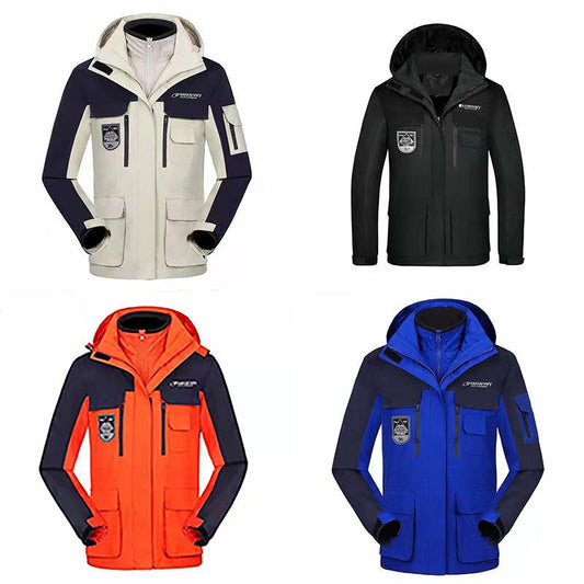 100 Kilograms Can Wear Autumn and Winter Windproof, Waterproof and Warm Two-in-one Detachable Two-piece Outdoor Mountaineering and Skiing Men's Jacket