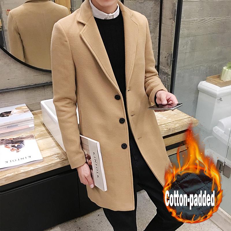 Men's Woolen Coat Long Windbreaker Man Jacket Overcoat for Male Casual Outer Wear Men Clothing