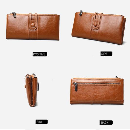Multi-Layer Clutches Leather Bag Portable PU Leather Large Capacity Soft Surface Wallets with Coin Pocket Zipper Purse Unisex