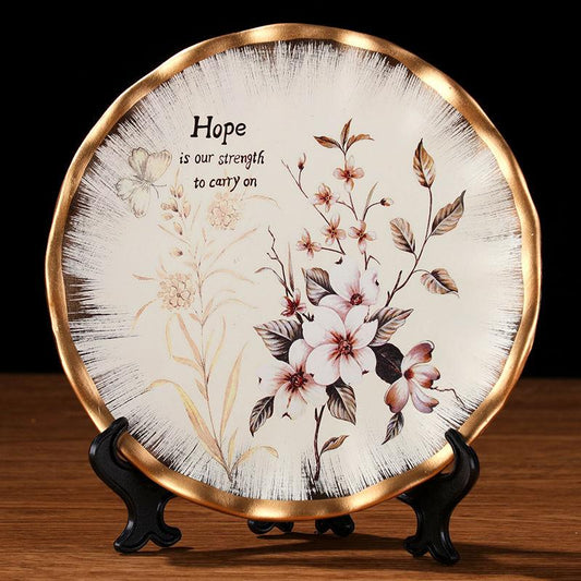 21cm Flower Bird Tree Deer Lacquer Porcelain Plate European Style Decoration Present Style Decoration