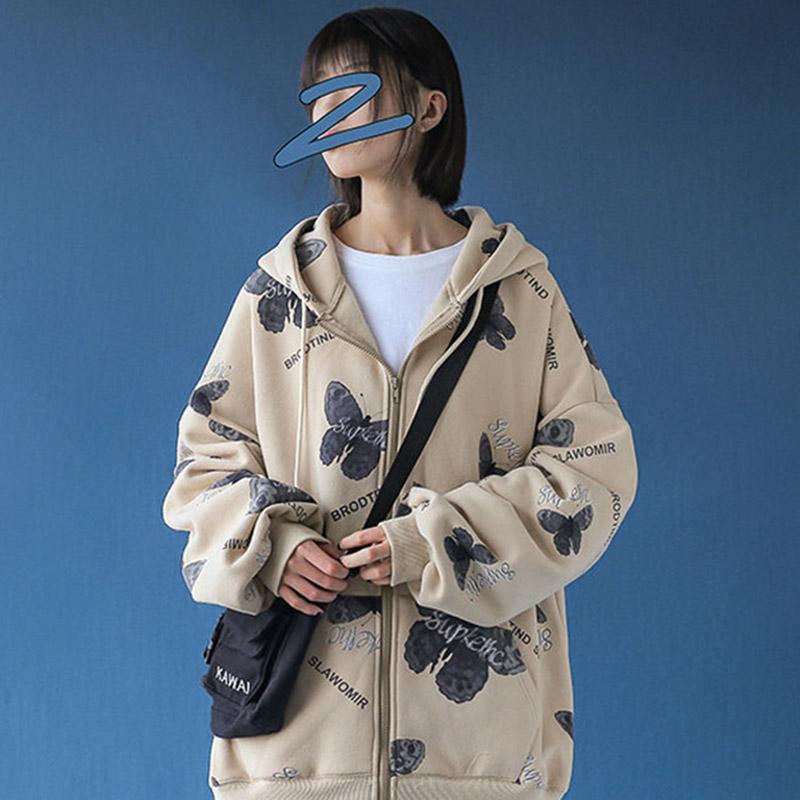 Spring and Autumn Loose Casual All-match Sports Cardigan Hooded Baseball Uniform Sweater Women Coat