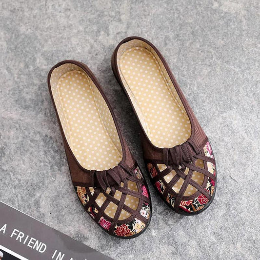 Women's Cloth Shoes Flat Bottom Summer Breathable Round Toe Women's Shoes