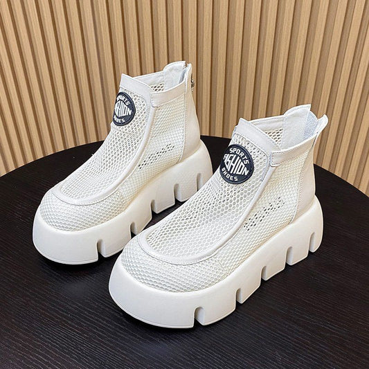 Summer Mesh Ankle Boots Zipper Trifle Super Light Platform Martin Boots All-match Martin Boots