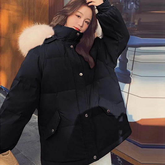 Down Padded Jacket Women's Winter Short Thick Padded Coat Loose Bread Coat Student Korean Style Padded Jacket