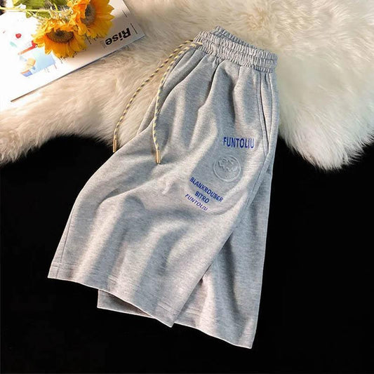Men's Summer Cotton Outer Wear Shorts All-match Sports Loose Casual Basketball Pants Comfortable Breathable Sweat-absorbing Running Fitness Shorts