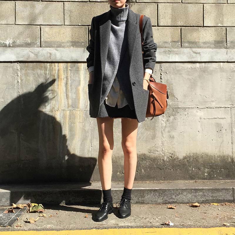 Jacket Women Overcoat Wool Coat Suits Autumn Winter Short Slim Blend Clothes Outerwear Wool Jacket