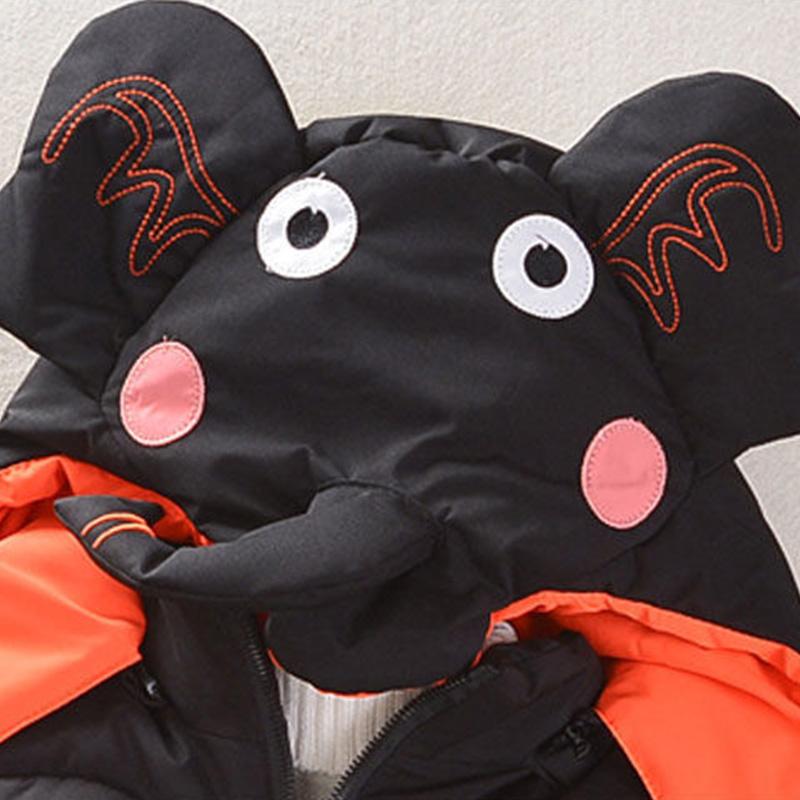 Boy's Cotton-padded Jacket Mid-length Thick Hooded Cotton-padded Jacket Baby Jacket Winter Children's Warm Cotton-padded Jacket Animal-shaped Hat