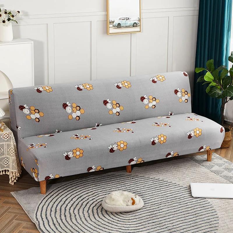 Prints Stretchable Brushed Folding Sofa Bed Cover Universal Armless Sofa Cover Colorful Series
