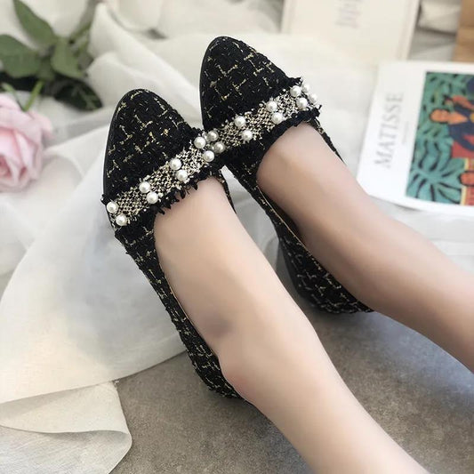 Women's Flat-bottomed All-match Flat-bottomed Shallow Mouth Single Shoes One-pedal Women's Shoes Flat-bottomed Non-slip Work Wear
