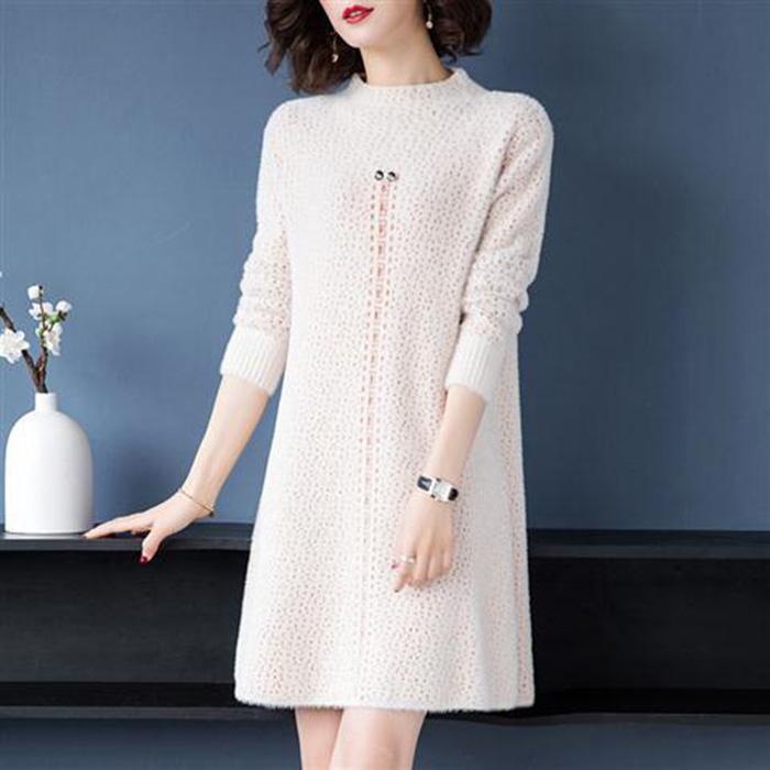 Loose and Versatile Mid-length Bottoming Shirt Half High Collar Fall/winter Pullover Blouse Solid Color Thick Sweater Women