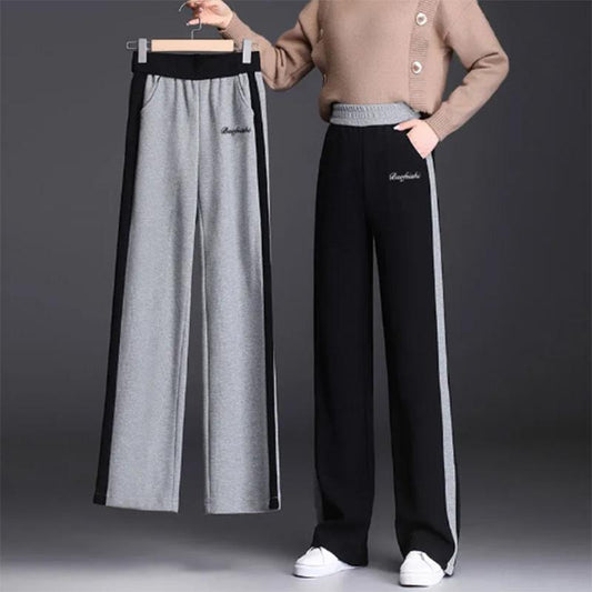 Wide Leg Pants Women's High Waist Casual Sweatpants Spring and Autumn Straight Pants Waffle Loose Sweatpants