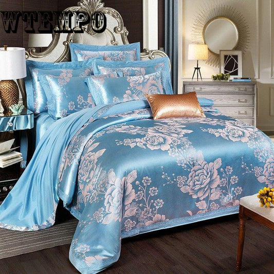 Embroidered jacquard cotton four-piece bedding quilt cover sheets pillowcases noble European