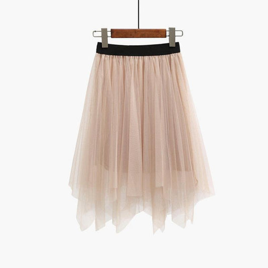 High Waist Bottoming Skirt Loose Short Women's Black Mesh Gauze Skirt Fluffy Ins Solid Color Skirt