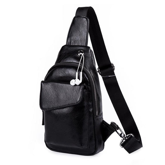 Chest Bag Men Black Multi-pocket Headphone Hole Messenger Bag Outdoor Sports Fitness Shoulder Bag