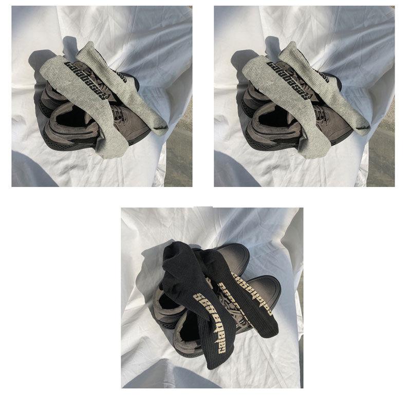 Korean Letter Printing Solid Color Stockings Unisex Middle Tube Socks Couple Long Tube Socks Three Pairs