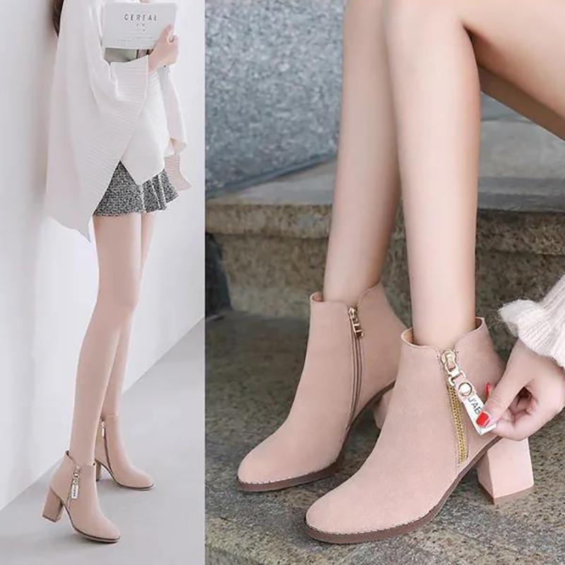 Spring and Autumn Mid-tube Women's Boots Korean Style Trendy Shoes for Students Autumn Cotton Shoes
