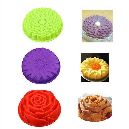 1/3 PCS Silicone Daisy Flower Cake Mold Bread Pan Rose Cake Mold Sunflower Bakery Bread Mold