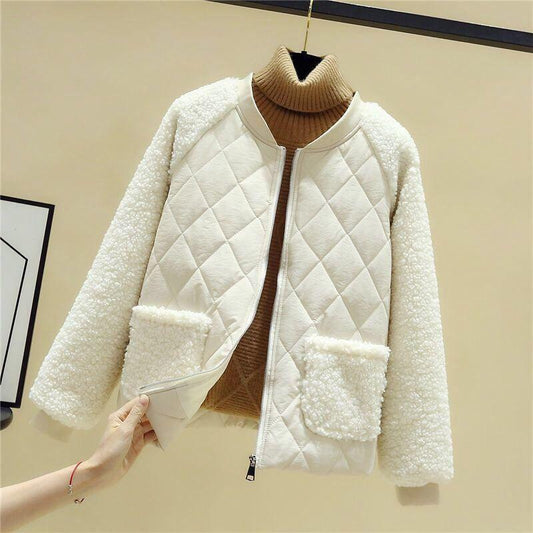 Autumn and Winter Fashion Casual Cotton Loose Female Short Warm Padded Lambs Wool Jacket