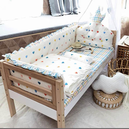 Four-piece Crib Bedding Set Cotton Toddler Bed Sheet Three-sided Bed-surrounding Bumper Sheet