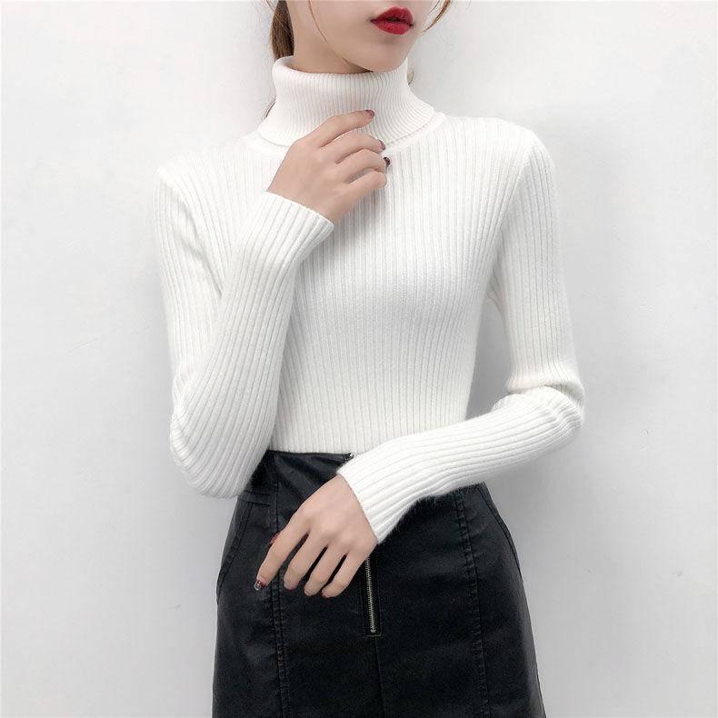 Turtleneck Sweater Women's Autumn and Winter Pullovers Slim Fit and Warm All-match Western Style Fashion Knitted Bottoming Shirt