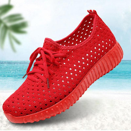 Summer Mesh Shoes Ladies Fly Woven Mesh Shoes Breathable Leisure Sports Low-top Non-slip Running Shoes