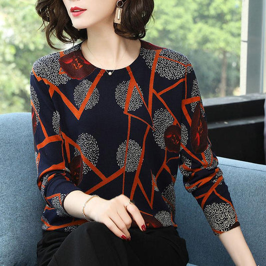 Spring Autumn Women Short Polka Dot Printed Sweater OL Style Wool Sweater Warm Jumper Top Plus Size Pullover Sweater Outwear