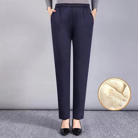 Lamb Velvet Middle-aged and Elderly Women's Pants Winter Plus Velvet Thickening Large Size Loose Sports Casual Pants To Wear Warm Mother Pants
