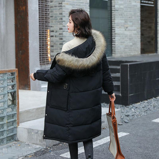 Winter Women's Jacket All-match Cotton Clothes In Winter Long Fluffy Fur Collar Thick Loose Padded Jacket Winter Thick Warm Cotton Jacket