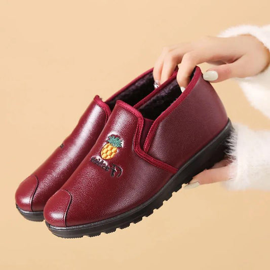 Winter Women's Warm and Comfortable Cotton Shoes Waterproof Non-slip Soft-soled Cotton Boots Flat Shoes