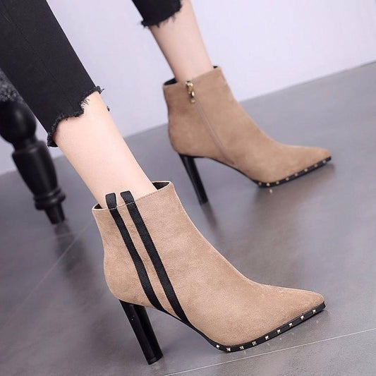 European Contracted Boots Woman British Style Boots Martin Boots Autumn Winter High-heeled Shoes