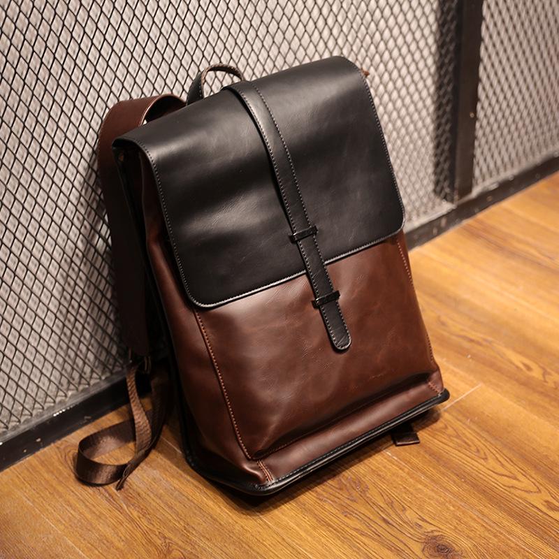 Genuine leather backpack retro leather college bags Travel anti theft computer Backpack for Men