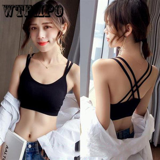 2 pieces no steel ring bra strap wrapped chest yoga student high school girl Korean version