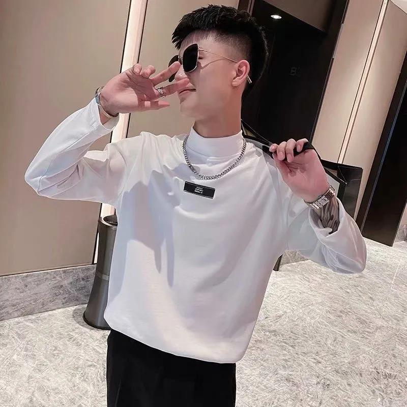 Long-sleeved T-shirt Men's Half-high Collar Winter Warm and Comfortable Sweater Round Neck Slim Bottoming Shirt Wear