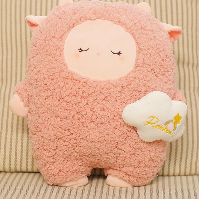 Cute Lamb Doll Pillow Lovely Sleeping Round Pillow Soft Kids Pink Plush Doll Creative Kids Birthday Gift