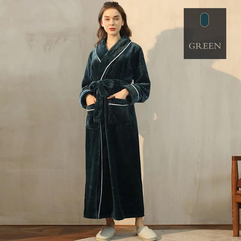 Autumn Winter Coral Fleece Nightgown Women's Lengthened Thickened Couple Nightgown Plus Size Bathrobe Pajamas