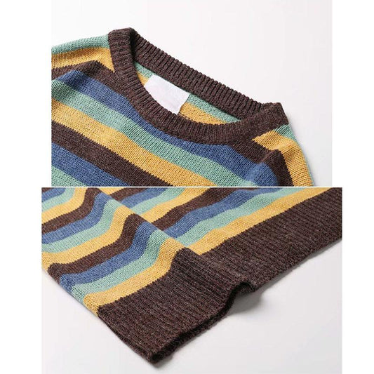 Autumn Thin Sweater Retro Lazy Wind Round Neck Pullover Loose Comfortable Top Suitable for Students and Youth
